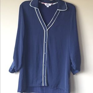 SweetGrey Navy Button Up Top Size S